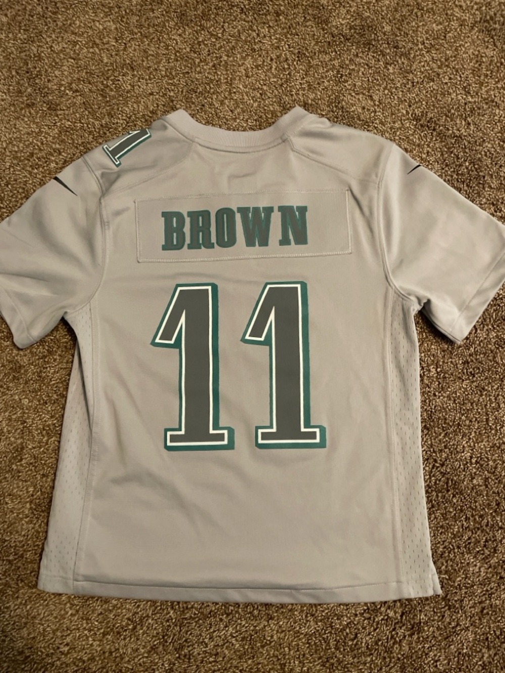 NFL Gray Kids Football Jersey with Green Number and Lettering - Brown #11